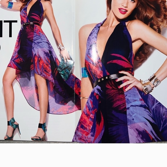 bebe High Low Dress in Purple and Pink - Picture 1 of 15